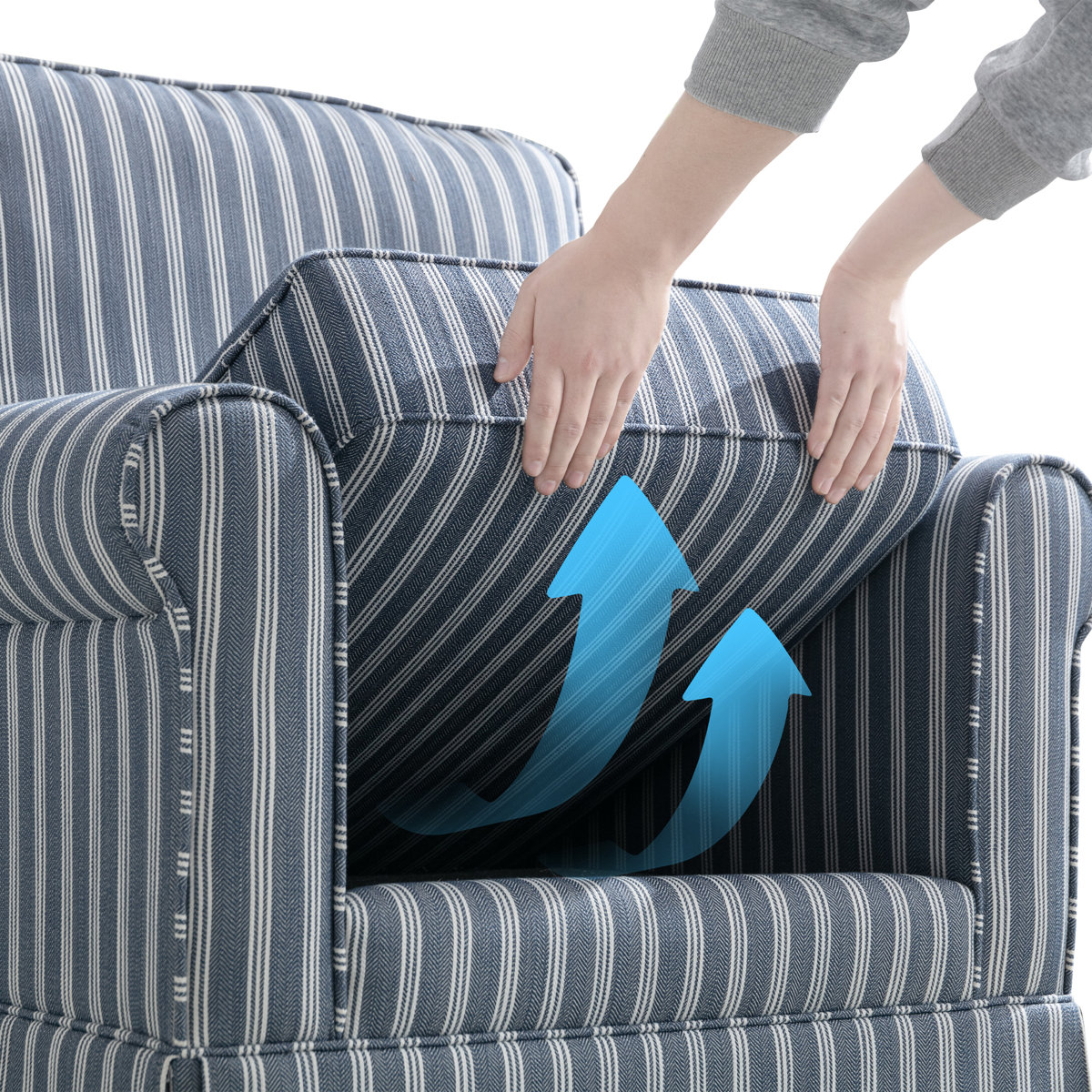 Eilzabeth 33" W Modern Soft Wide Upholstered Striped Swivel Arm Accent Chair